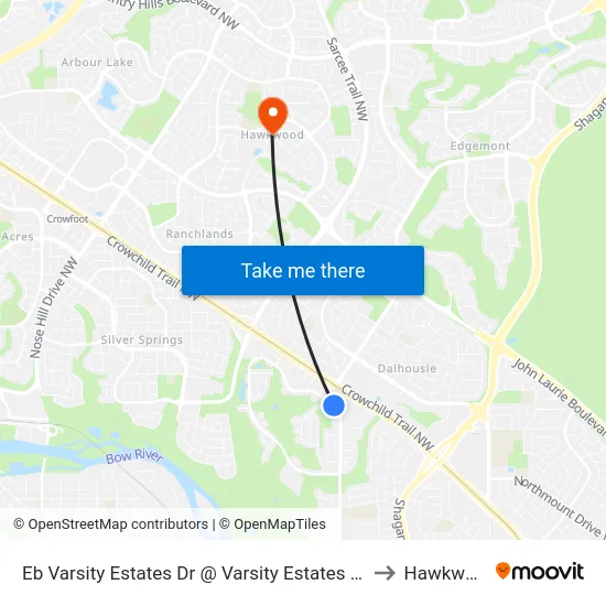 Eb Varsity Estates Dr @ Varsity Estates Rd NW to Hawkwood map