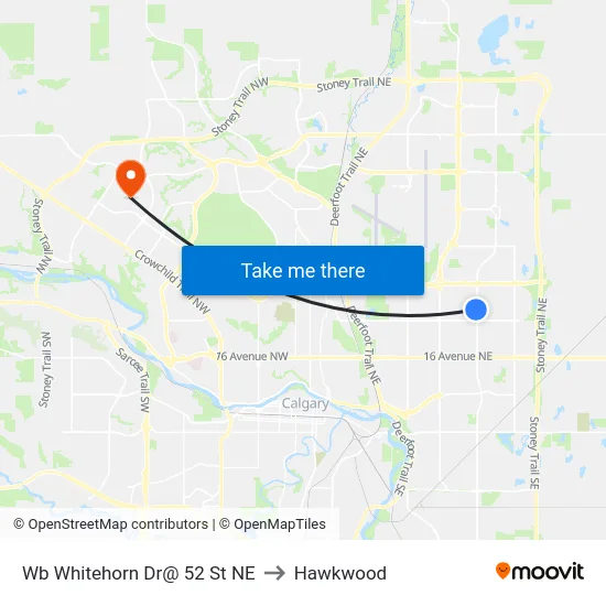 Wb Whitehorn Dr@ 52 St NE to Hawkwood map