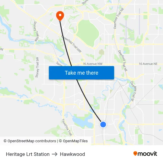 Heritage Lrt Station to Hawkwood map