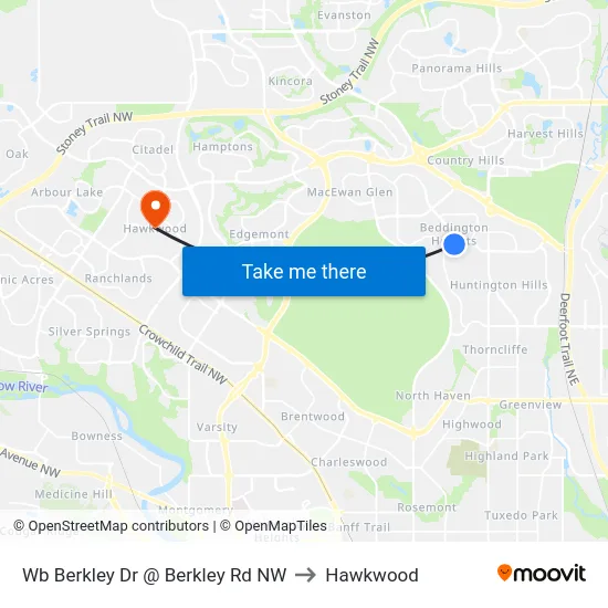 Wb Berkley Dr @ Berkley Rd NW to Hawkwood map