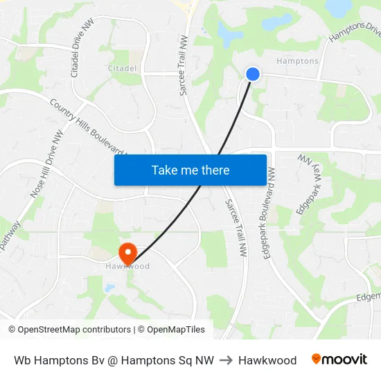 Wb Hamptons Bv @ Hamptons Sq NW to Hawkwood map