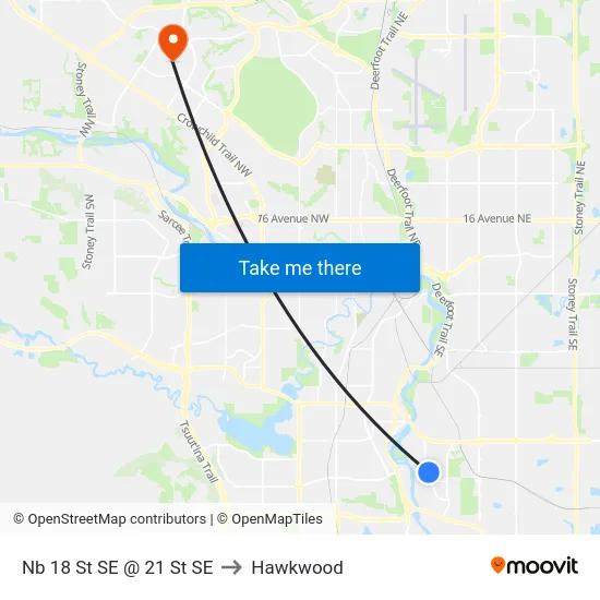 Nb 18 St SE @ 21 St SE to Hawkwood map
