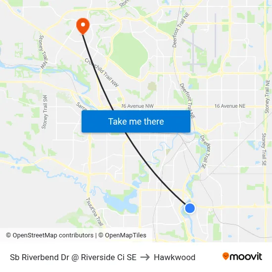 Sb Riverbend Dr @ Riverside Ci SE to Hawkwood map