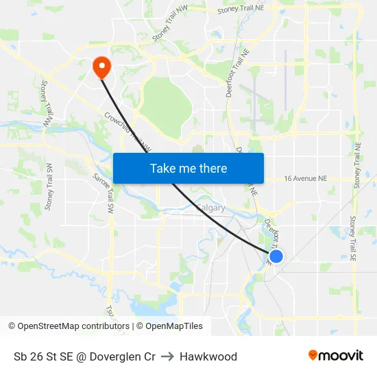 Sb 26 St SE @ Doverglen Cr to Hawkwood map