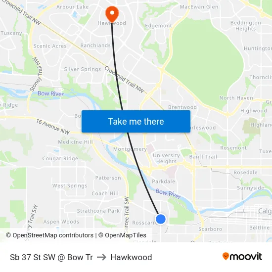 Sb 37 St SW @ Bow Tr to Hawkwood map