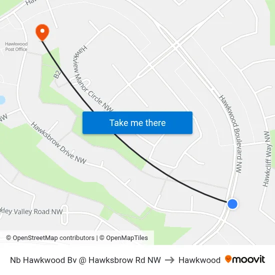 Nb Hawkwood Bv @ Hawksbrow Rd NW to Hawkwood map