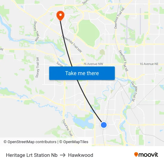 Heritage Lrt Station Nb to Hawkwood map