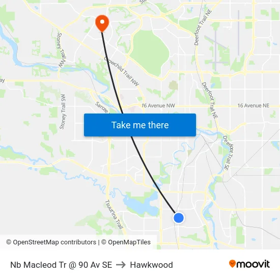 Nb Macleod Tr @ 90 Av SE to Hawkwood map