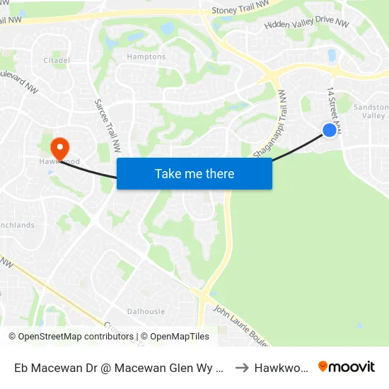 Eb Macewan Dr @ Macewan Glen Wy NW to Hawkwood map