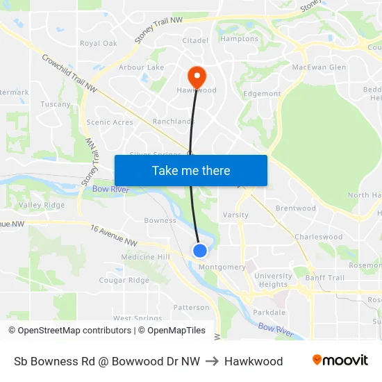 Sb Bowness Rd @ Bowwood Dr NW to Hawkwood map