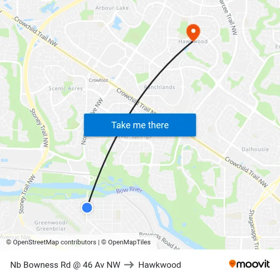 Nb Bowness Rd @ 46 Av NW to Hawkwood map