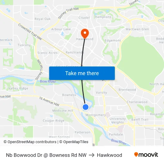 Nb Bowwood Dr @ Bowness Rd NW to Hawkwood map