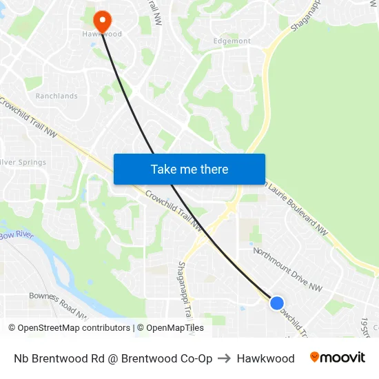 Nb Brentwood Rd @ Brentwood Co-Op to Hawkwood map