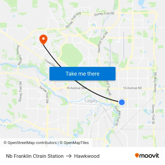 Nb Franklin Ctrain Station to Hawkwood map