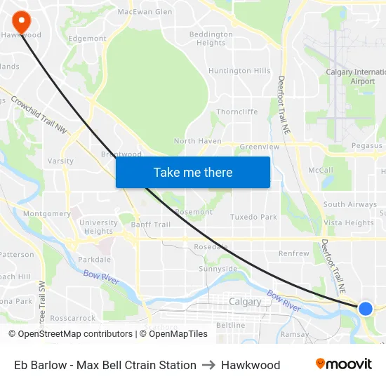 Eb Barlow - Max Bell Ctrain Station to Hawkwood map