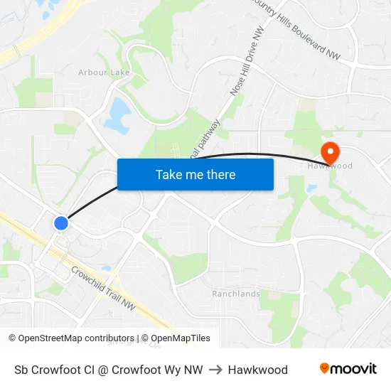Sb Crowfoot Cl @ Crowfoot Wy NW to Hawkwood map