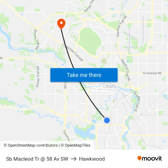 Sb Macleod Tr @ 58 Av SW to Hawkwood map