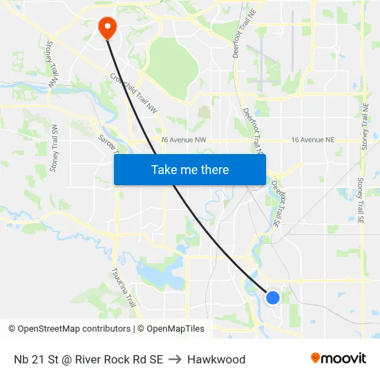 Nb 21 St @ River Rock Rd SE to Hawkwood map