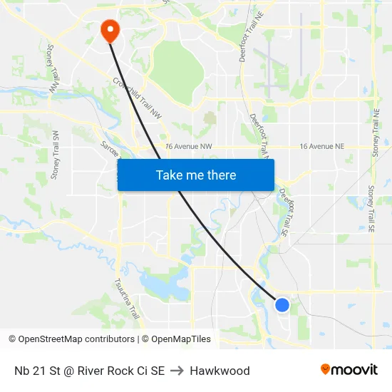 Nb 21 St @ River Rock Ci SE to Hawkwood map