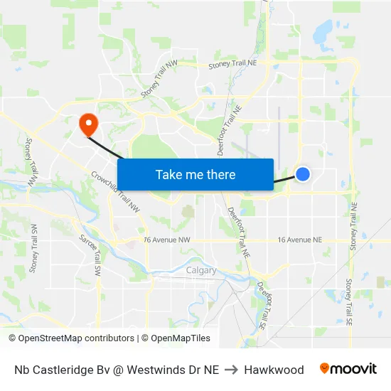 Nb Castleridge Bv @ Westwinds Dr NE to Hawkwood map