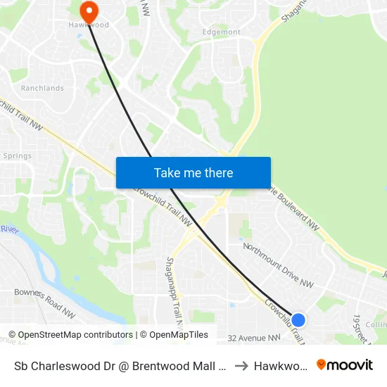 Sb Charleswood Dr @ Brentwood Mall NW to Hawkwood map