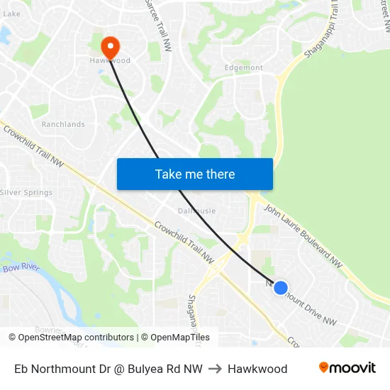 Eb Northmount Dr @ Bulyea Rd NW to Hawkwood map