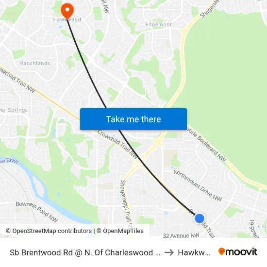 Sb Brentwood Rd @ N. Of Charleswood Dr NW to Hawkwood map