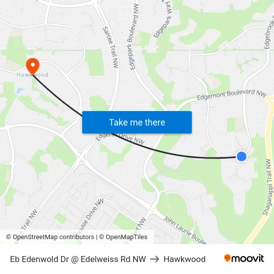 Eb Edenwold Dr @ Edelweiss Rd NW to Hawkwood map