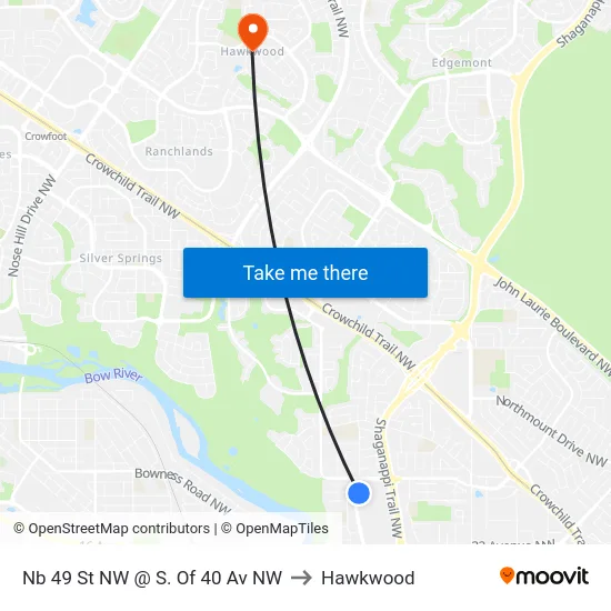 Nb 49 St NW @ S. Of 40 Av NW to Hawkwood map