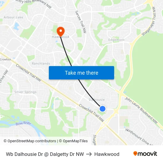Wb Dalhousie Dr @ Dalgetty Dr NW to Hawkwood map