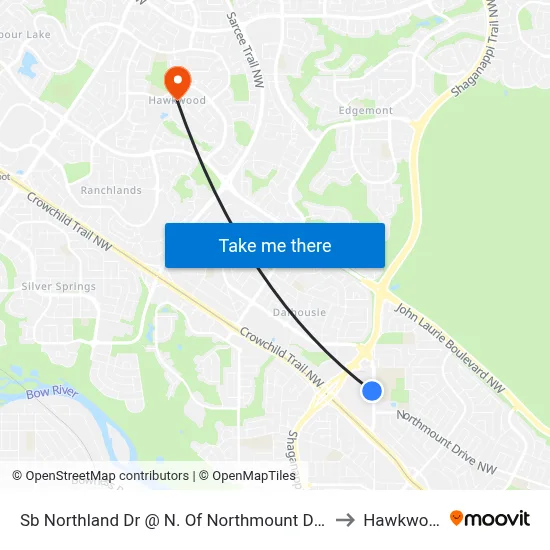 Sb Northland Dr @ N. Of Northmount Dr NW to Hawkwood map