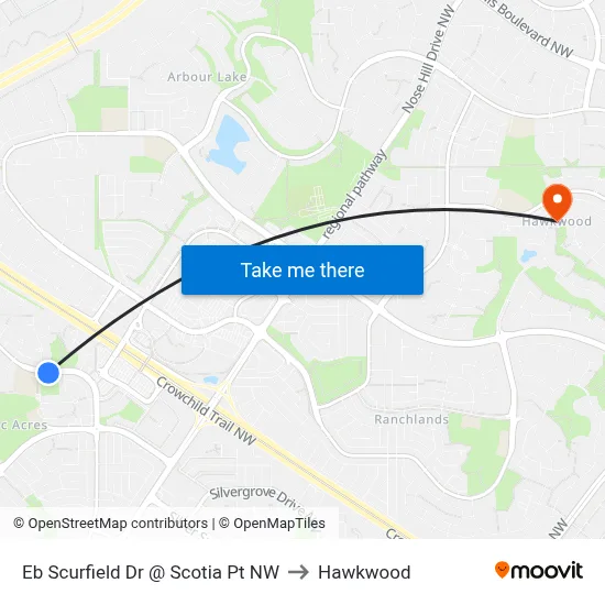 Eb Scurfield Dr @ Scotia Pt NW to Hawkwood map