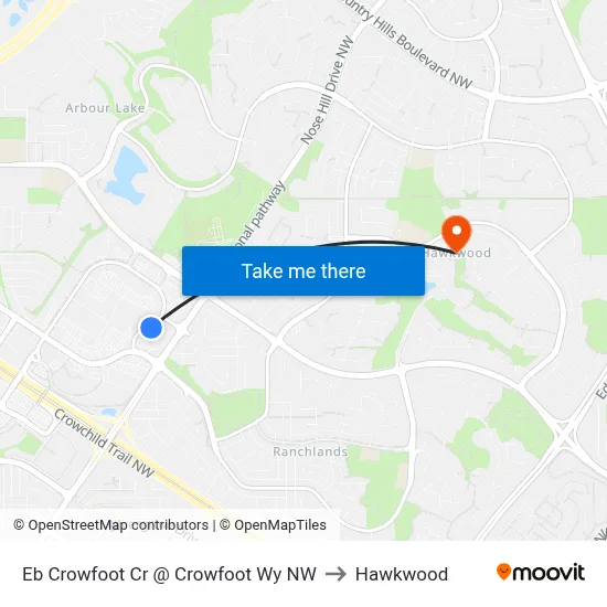 Eb Crowfoot Cr @ Crowfoot Wy NW to Hawkwood map