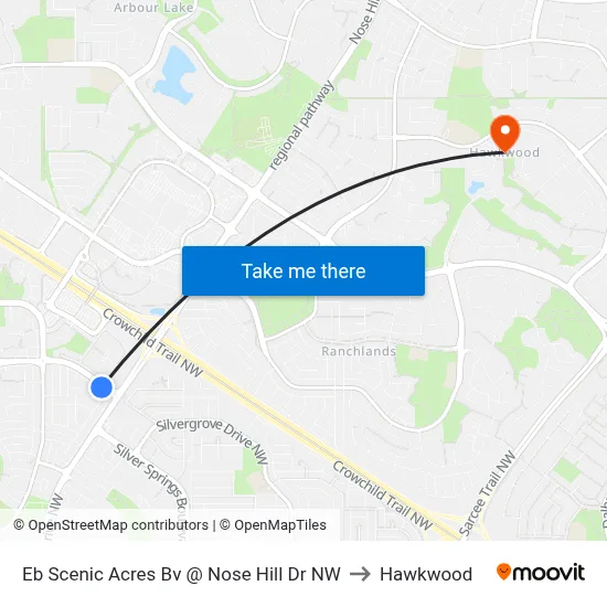 Eb Scenic Acres Bv @ Nose Hill Dr NW to Hawkwood map