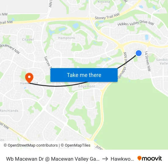 Wb Macewan Dr @ Macewan Valley Ga NW to Hawkwood map