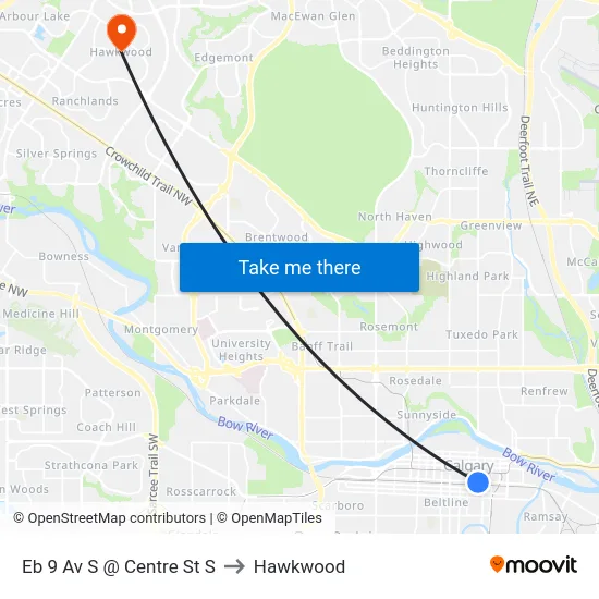Eb 9 Av S @ Centre St S to Hawkwood map