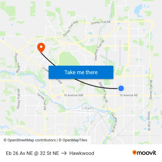 Eb 26 Av NE @ 32 St NE to Hawkwood map