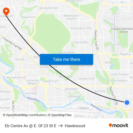 Eb Centre Av @  E. Of 23 St E to Hawkwood map
