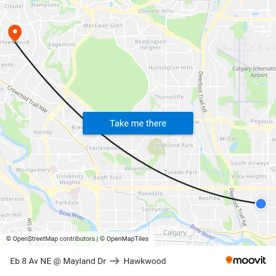 Eb 8 Av NE @ Mayland Dr to Hawkwood map