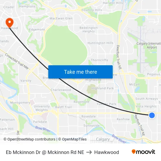 Eb Mckinnon Dr @ Mckinnon Rd NE to Hawkwood map