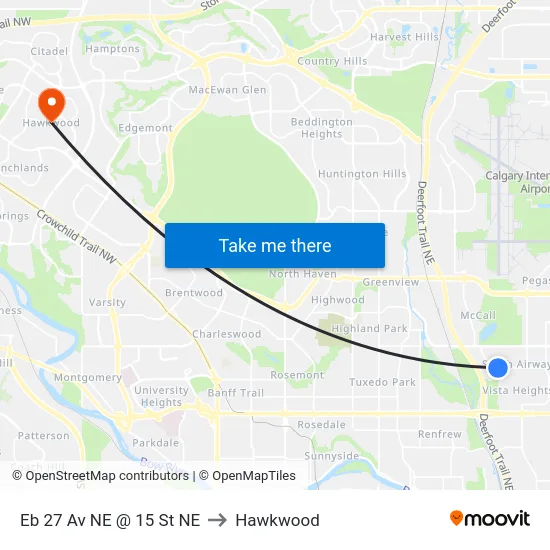 Eb 27 Av NE @ 15 St NE to Hawkwood map