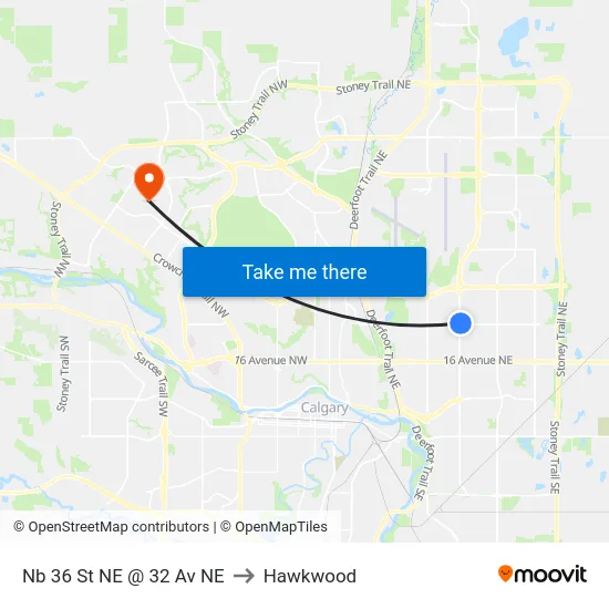 Nb 36 St NE @ 32 Av NE to Hawkwood map