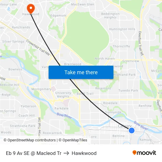 Eb 9 Av SE @ Macleod Tr to Hawkwood map