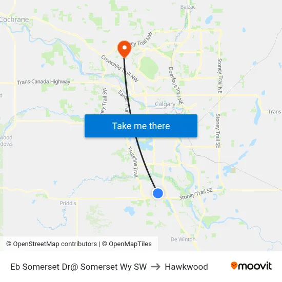 Eb Somerset Dr@ Somerset Wy SW to Hawkwood map