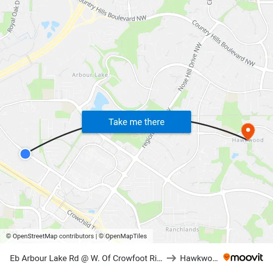 Eb Arbour Lake Rd @ W. Of Crowfoot Ri NW to Hawkwood map