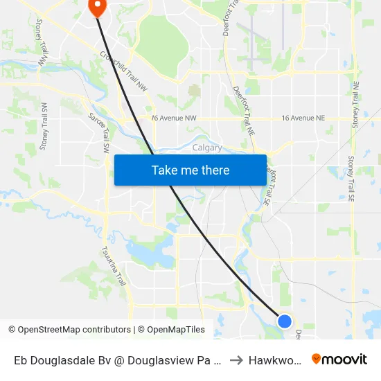 Eb Douglasdale Bv @ Douglasview Pa SE to Hawkwood map