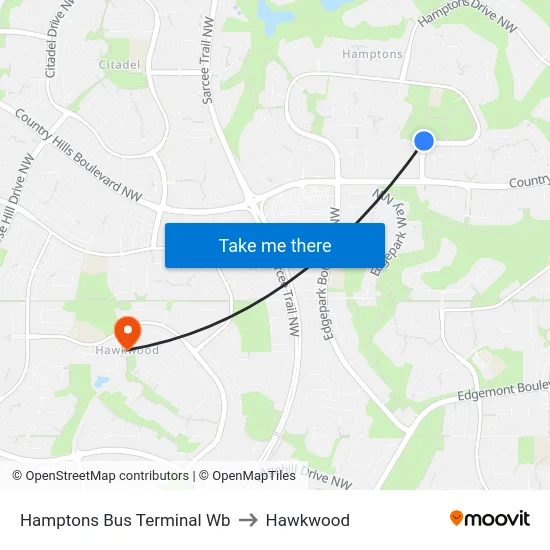 Hamptons Bus Terminal Wb to Hawkwood map