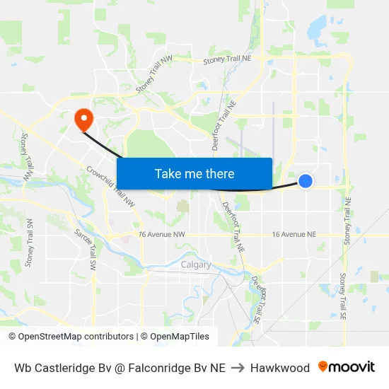 Wb Castleridge Bv @ Falconridge Bv NE to Hawkwood map