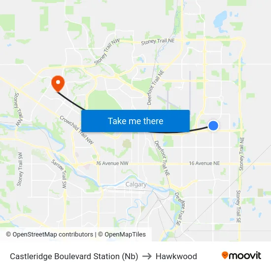 Castleridge Boulevard Station (Nb) to Hawkwood map