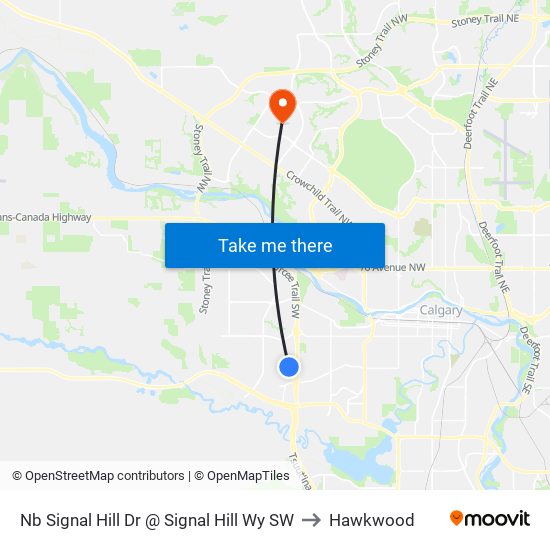 Nb Signal Hill Dr @ Signal Hill Wy SW to Hawkwood map